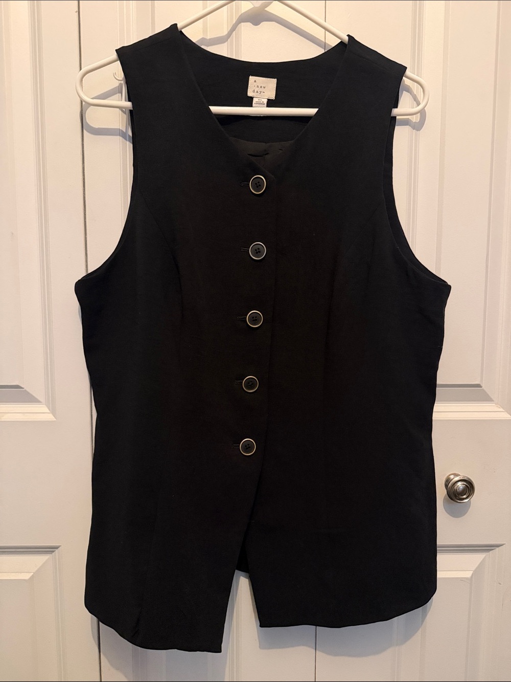 a new day Black Sleeveless Button-Front Vest Top